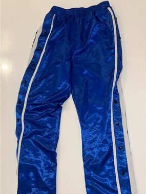 Emory Park Blue Full Leg Snap-Button Track Pants with White Stripes